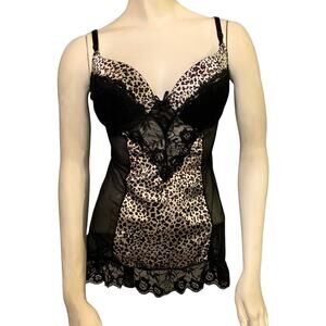 Felina Leopard Print Lingerie Negligee Nightdress Boudoir Teddy Babydoll Large